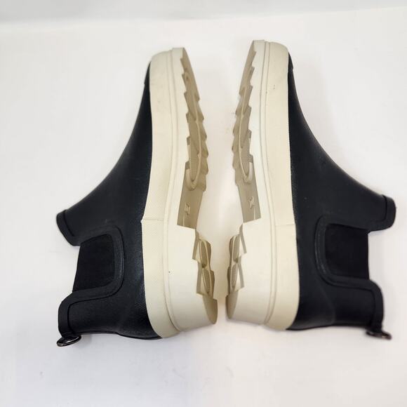 Baxter Wood Havea Black White Sole Chelsea Rain Boot Womens 10 Ankle Pull On - Picture 8 of 10